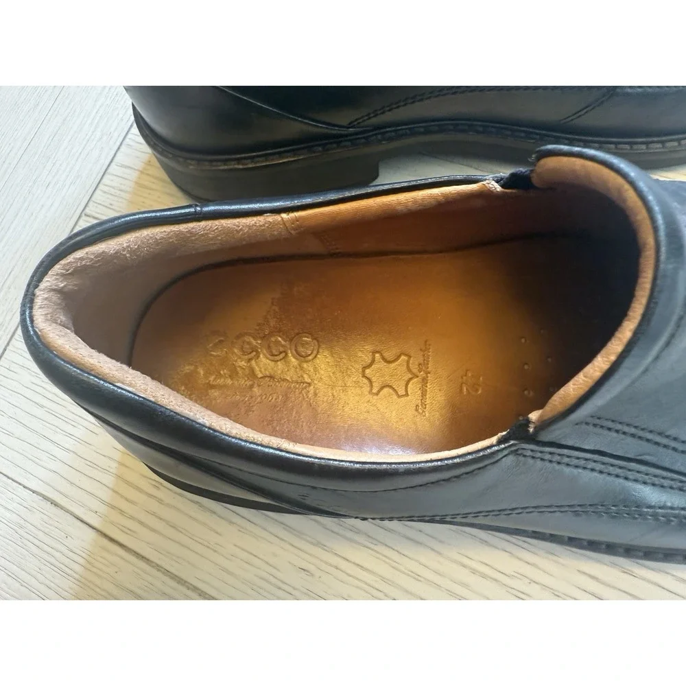 Ecco Shock Point‎ Men's Black Leather Slip On Loafer Shoes Size 8